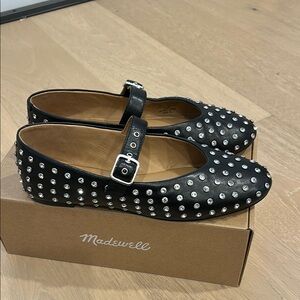 Madewell Black Mary Jane flats with crystals